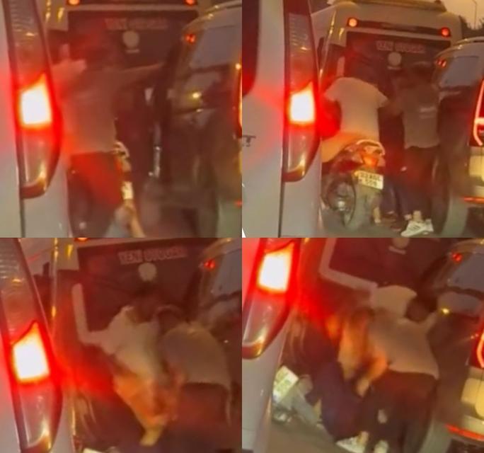 Motosikletli şahıslar, tartıştıkları araç sürücüsünü darbetti