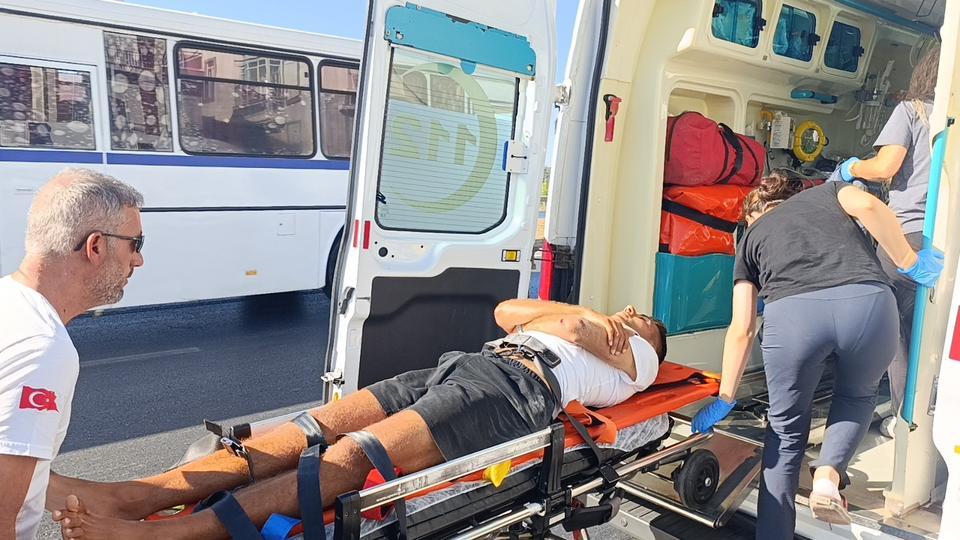Tır ile çarpışan bisikletli yaralandı