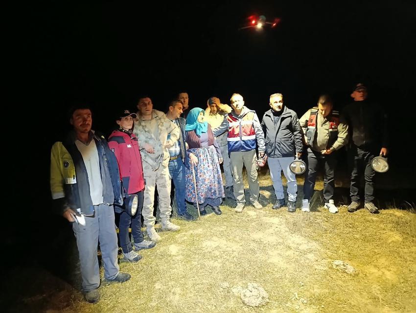 Üç gündür kayıp olan yaşlı kadın dron ile bulundu