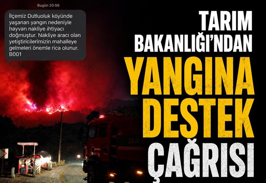 Tarım Bakanlığı'ndan yangına destek çağrısı