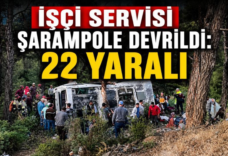 İşçi servisi şarampole devrildi: 22 yaralı