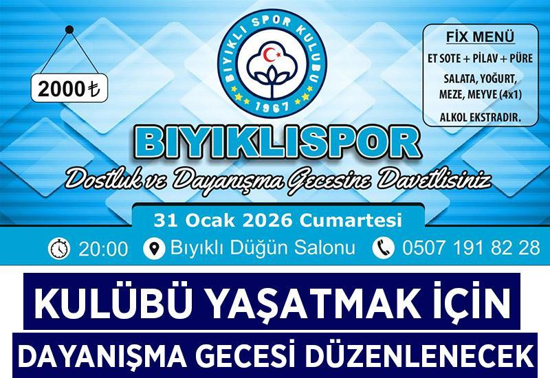 Bıyıklıspor Kulübü dayanışma gecesi düzenleyecek