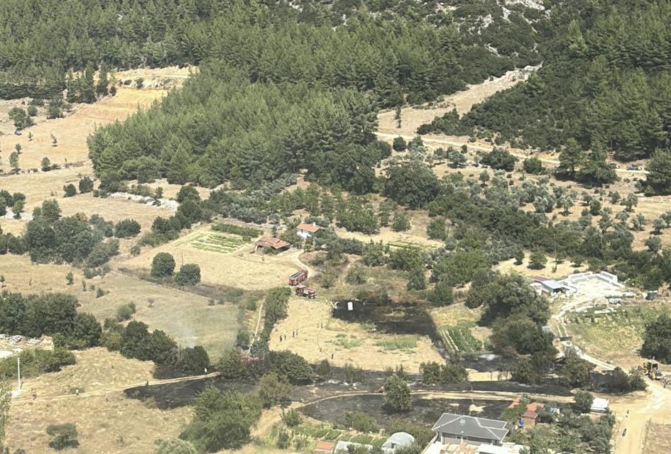 Otluk alanda çıkan yangın ormana sıçramadan söndürüldü