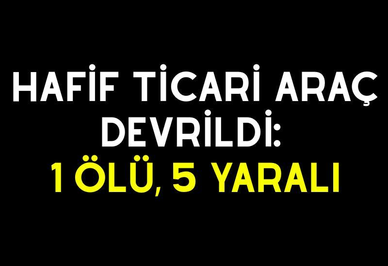 Hafif ticari araç devrildi: 1 ölü, 5 yaralı