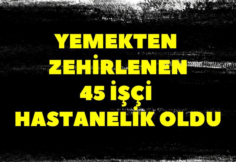 Yemekten zehirlenen 45 işçi hastanelik oldu