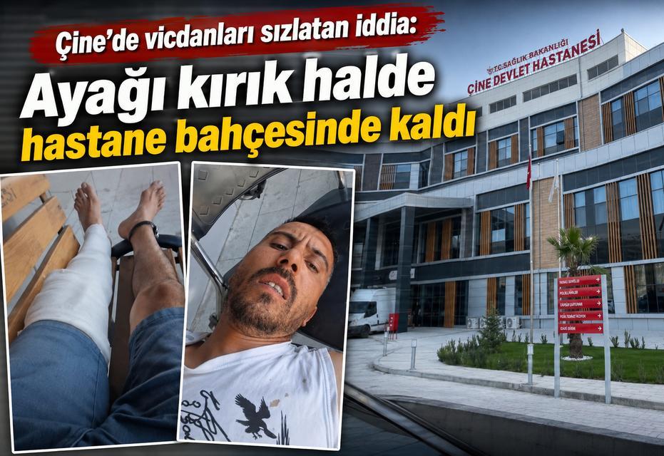 Çine'de vicdanları sızlatan iddia: Ayağı kırık halde hastane bahçesinde kaldı