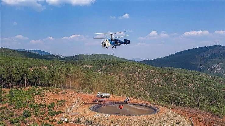 Bayat’ta helikopter destekli yangın havuzu kuruldu