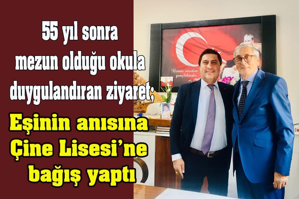 Eşinin anısına Çine Lisesi’ne bağış yaptı